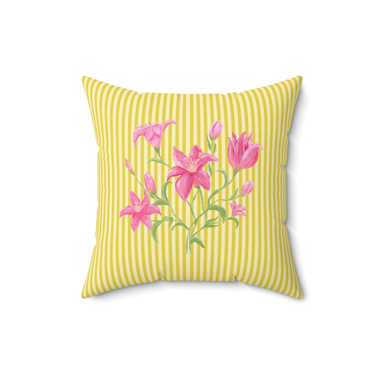 Lily Bloom Throw Pillow - Yellow