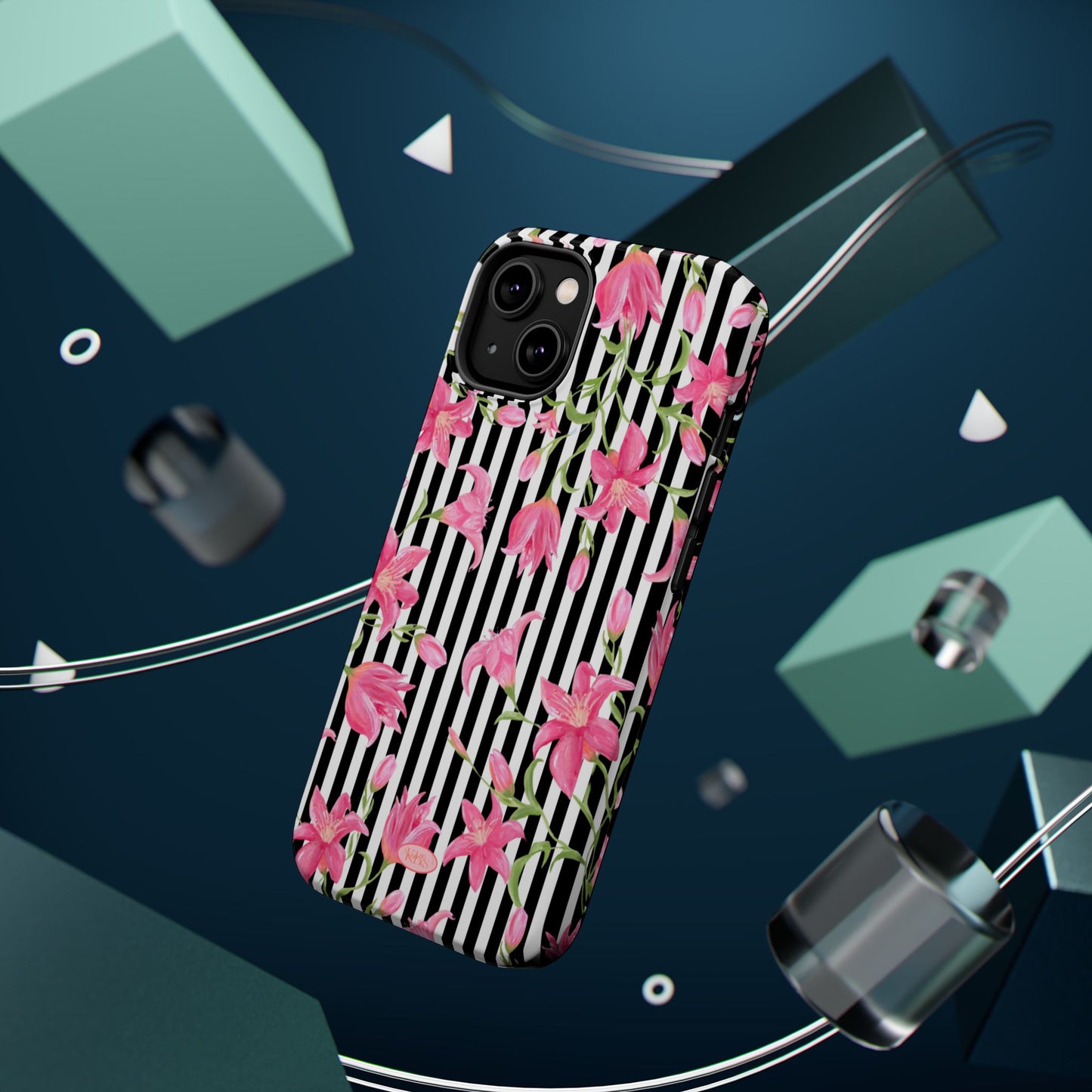 Azalea Stripe Mag Safe Case for iPhone - Black