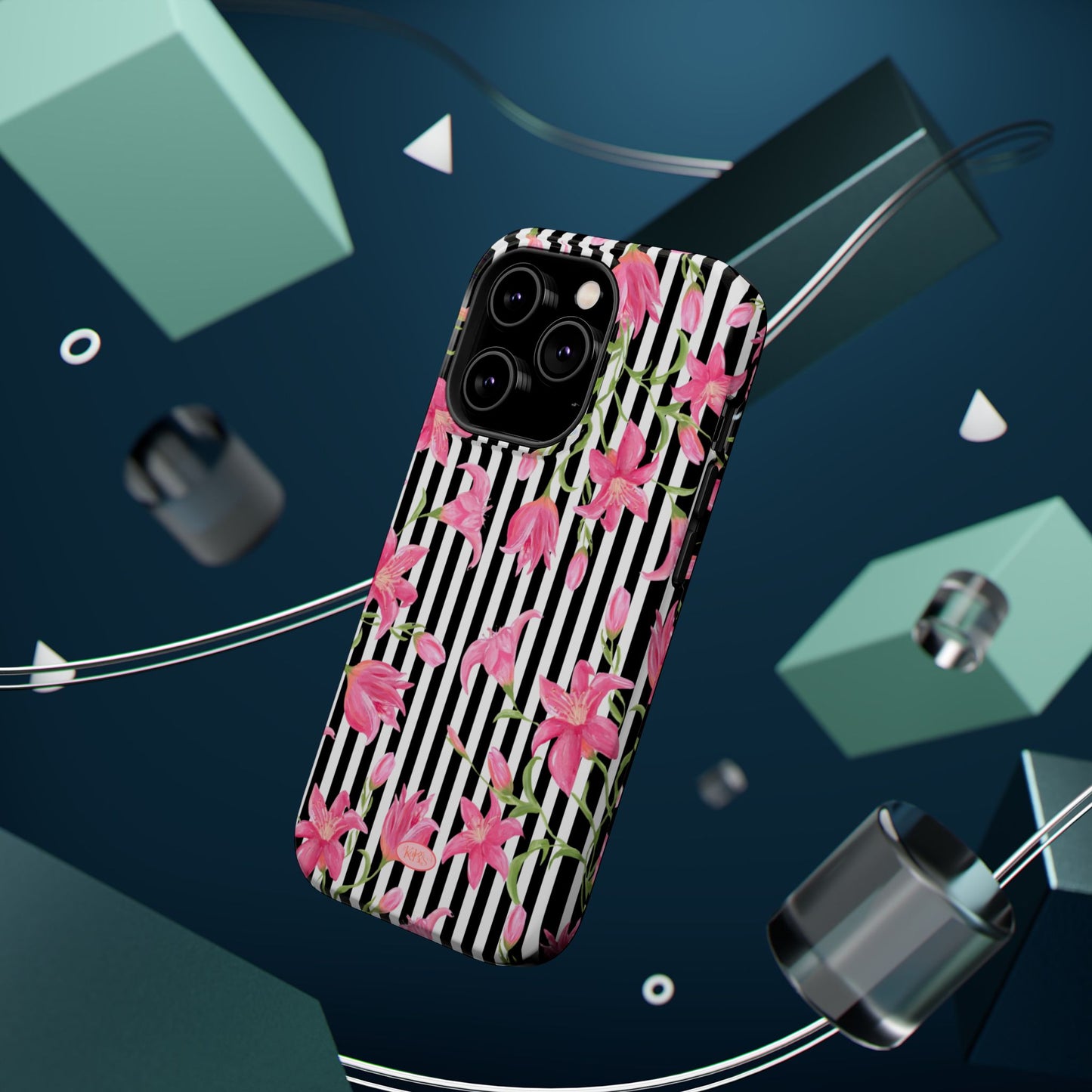 Azalea Stripe Mag Safe Case for iPhone - Black