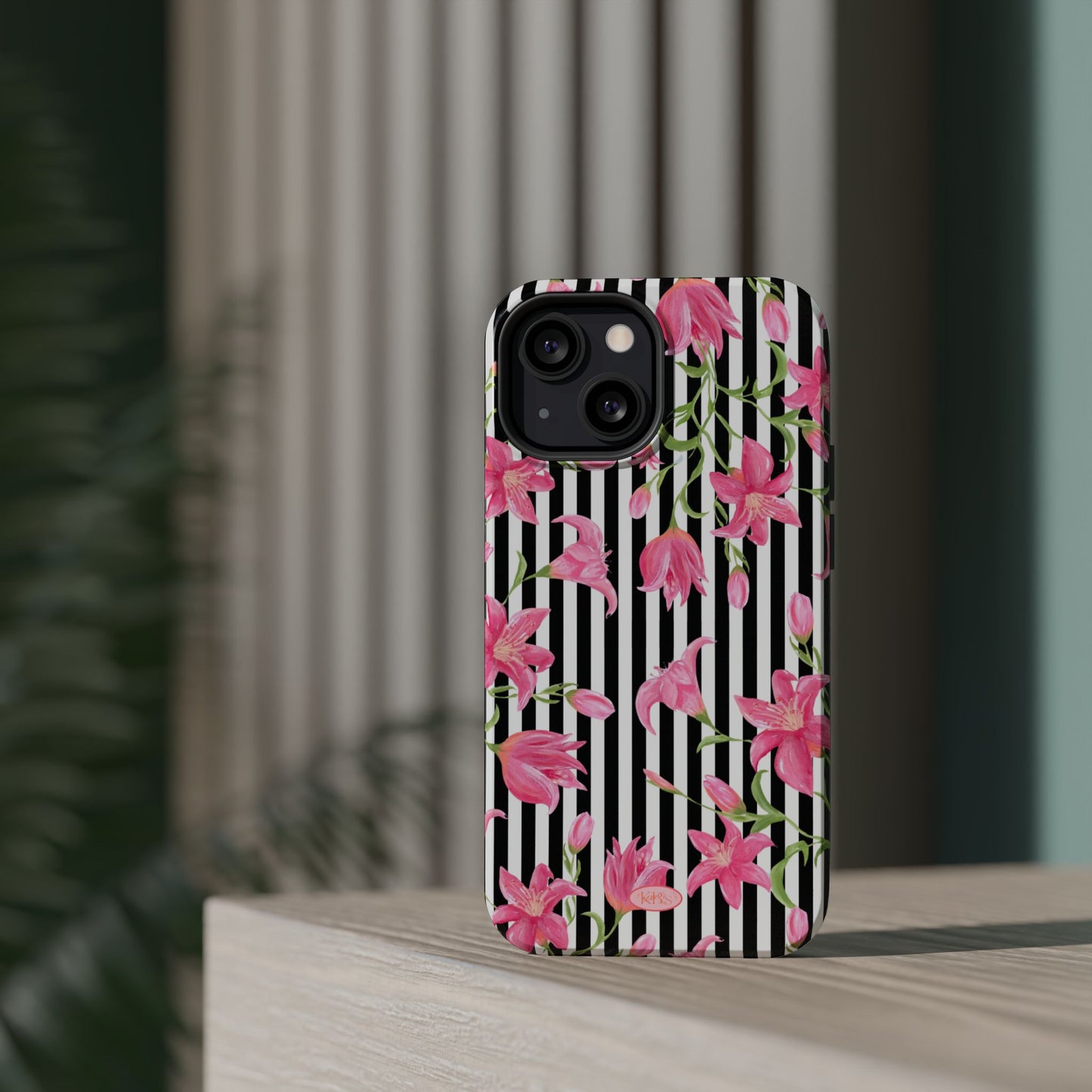 Azalea Stripe Mag Safe Case for iPhone - Black