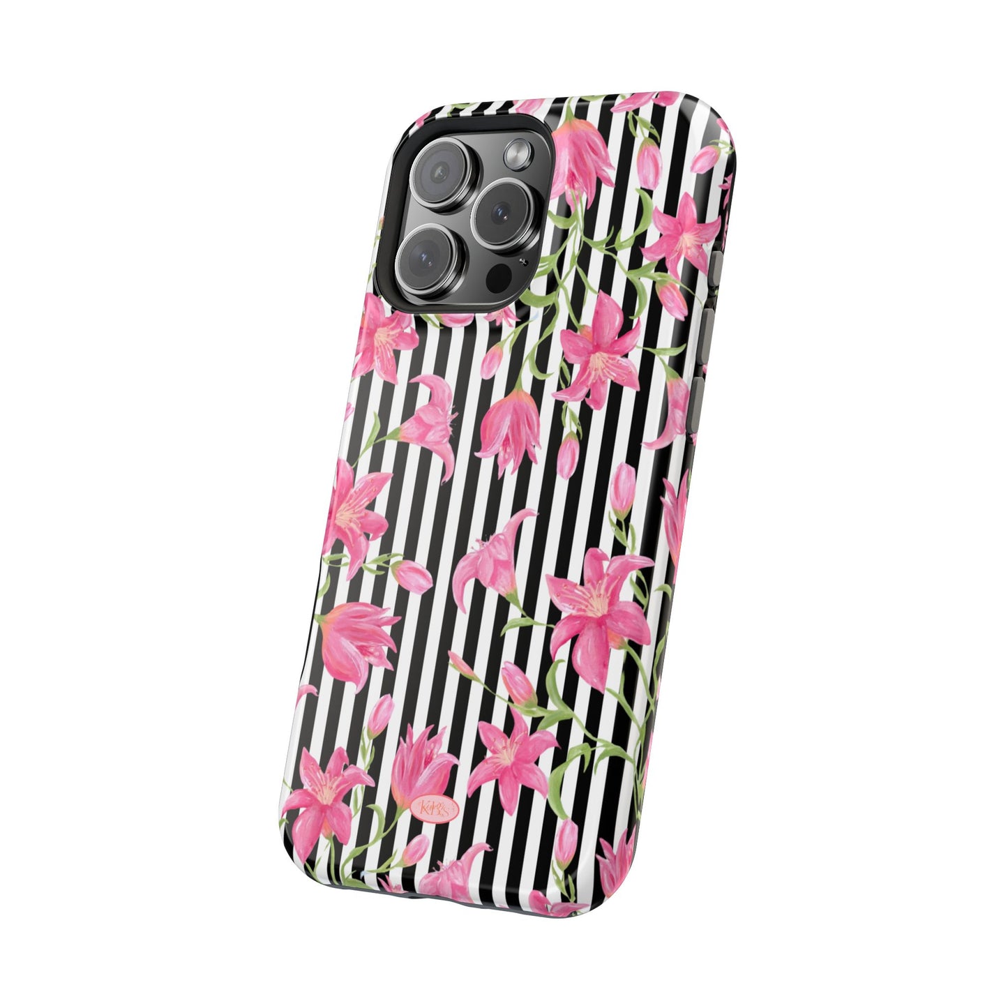 Azalea Stripe Mag Safe Case for iPhone - Black