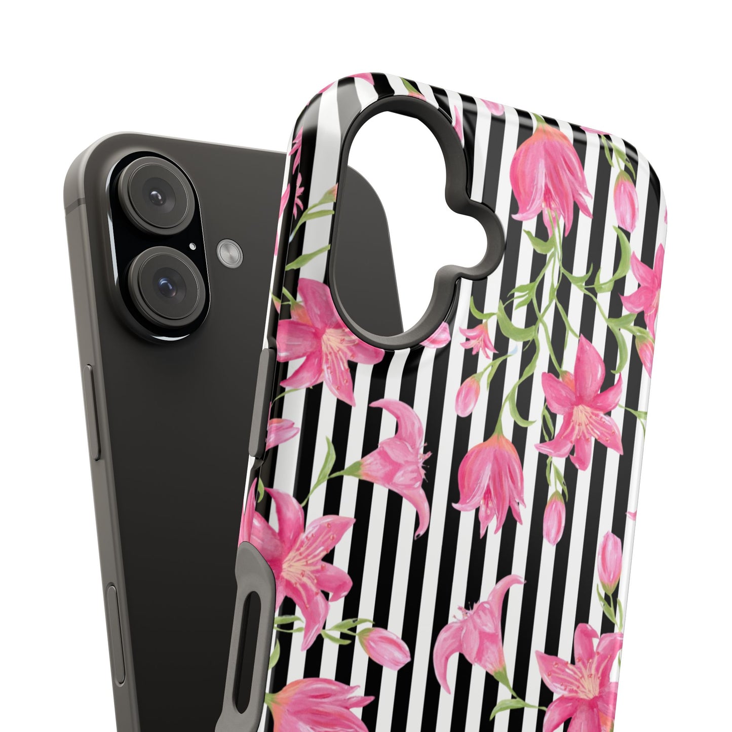 Azalea Stripe Mag Safe Case for iPhone - Black