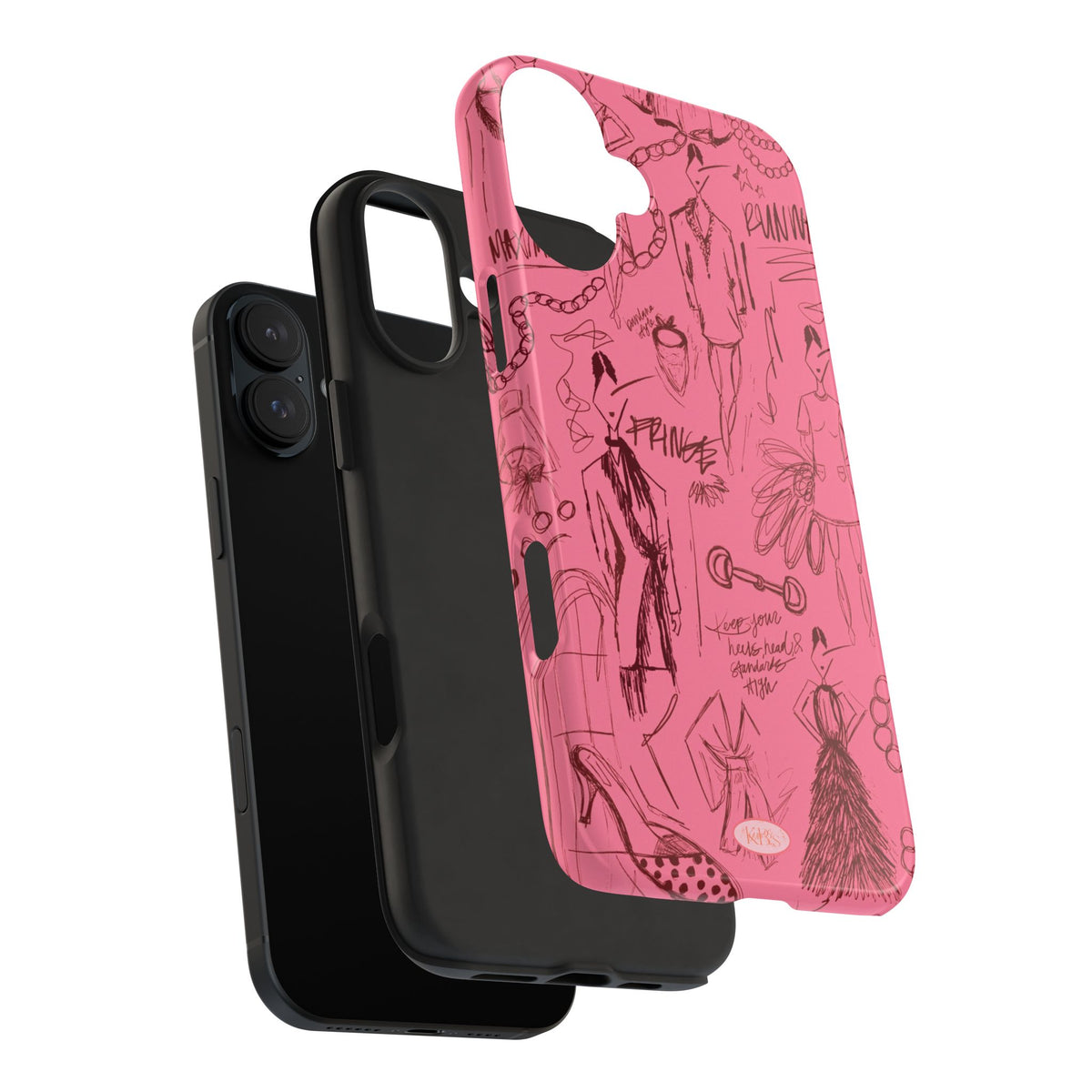 Fashion Sketch Tough Case for iPhone - Maroon