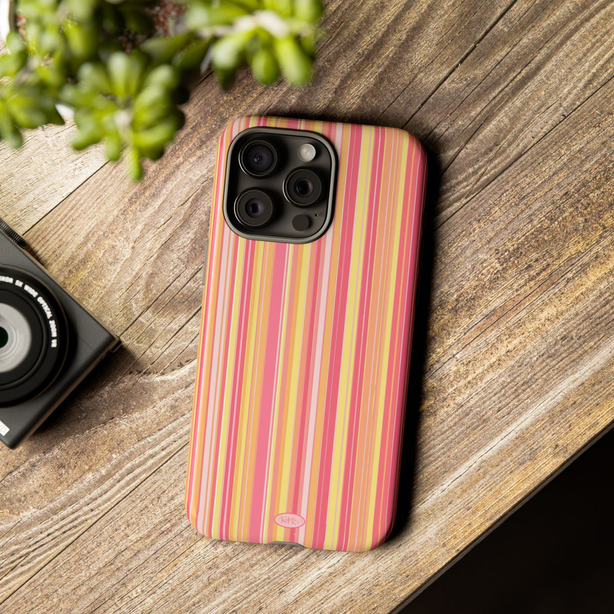 Pink Lemonade Stripe Tough Case for iPhone
