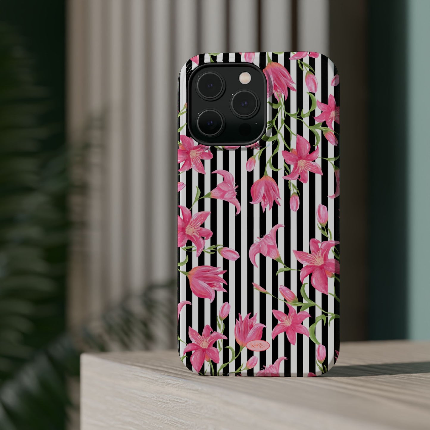 Azalea Stripe Mag Safe Case for iPhone - Black