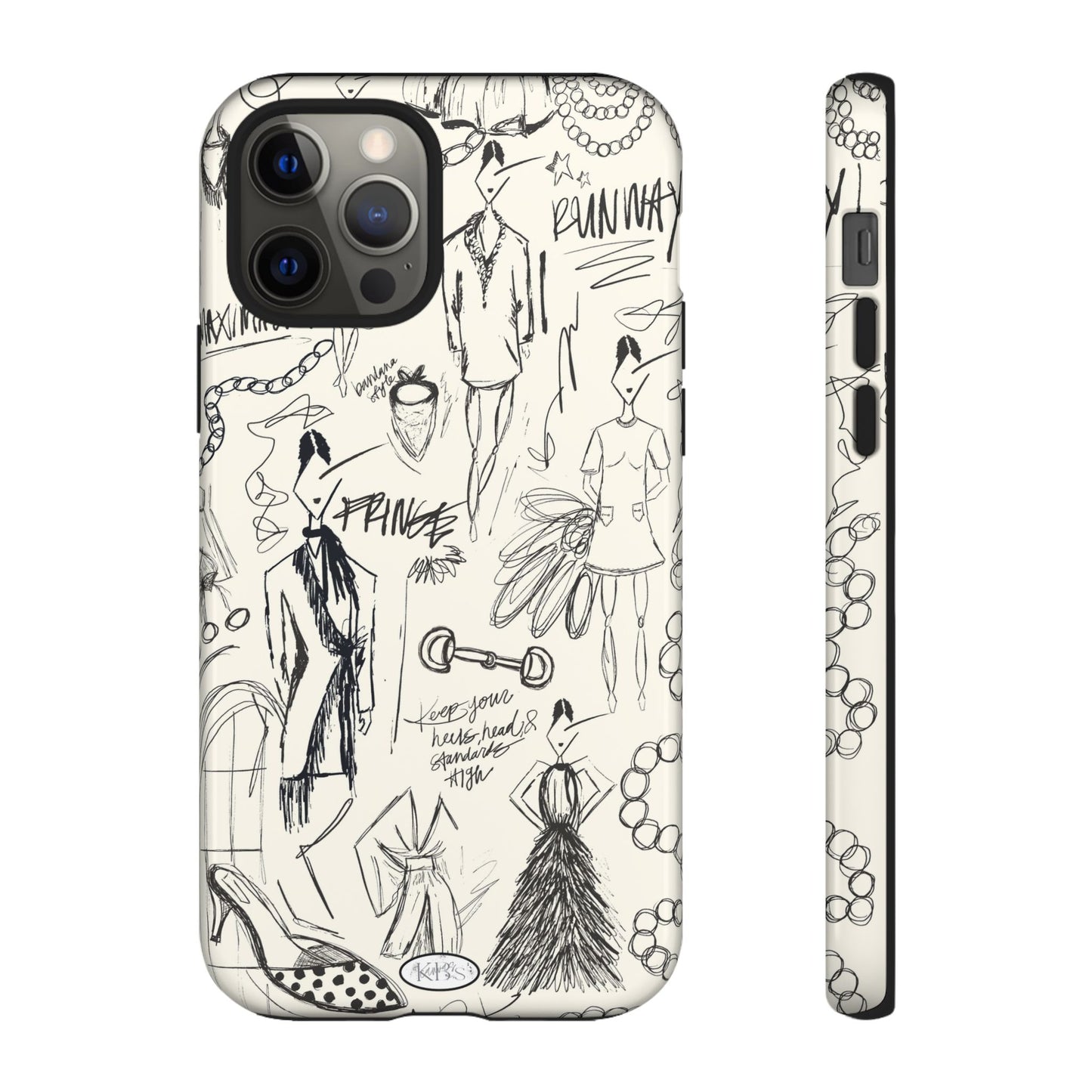 Fashion Sketch Tough Case for iPhone - Black