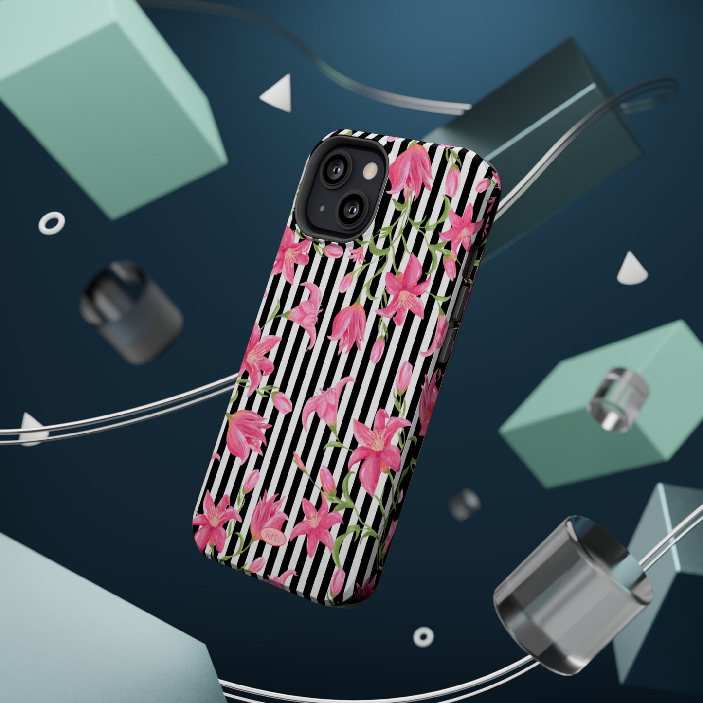 Azalea Stripe Mag Safe Case for iPhone - Black