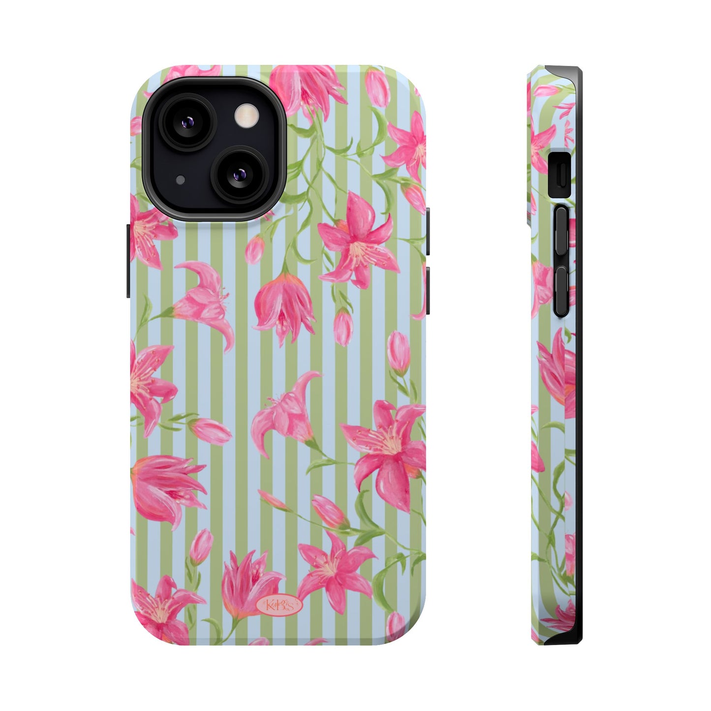 Azalea Stripe Mag Safe Case for iPhone - Blue & Green