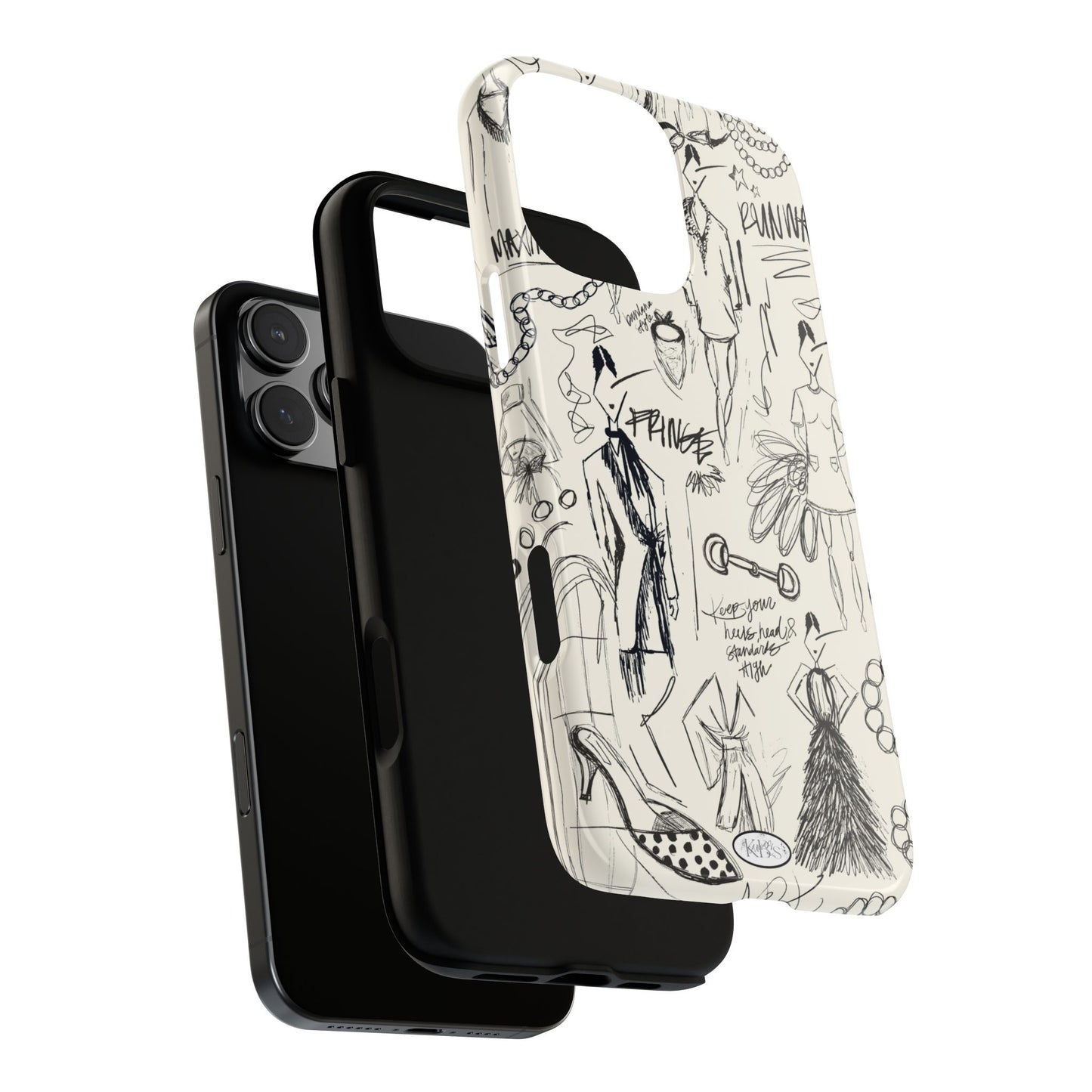 Fashion Sketch Tough Case for iPhone - Black
