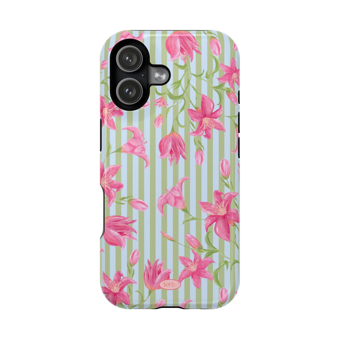 Azalea Stripe Mag Safe Case for iPhone - Blue & Green
