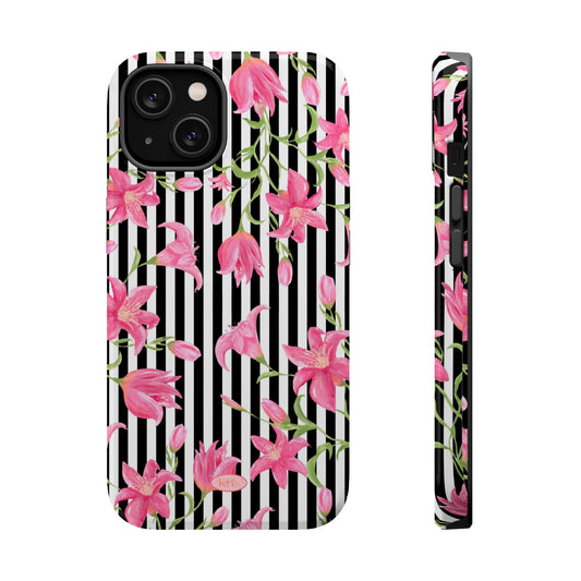 Azalea Stripe Mag Safe Case for iPhone - Black
