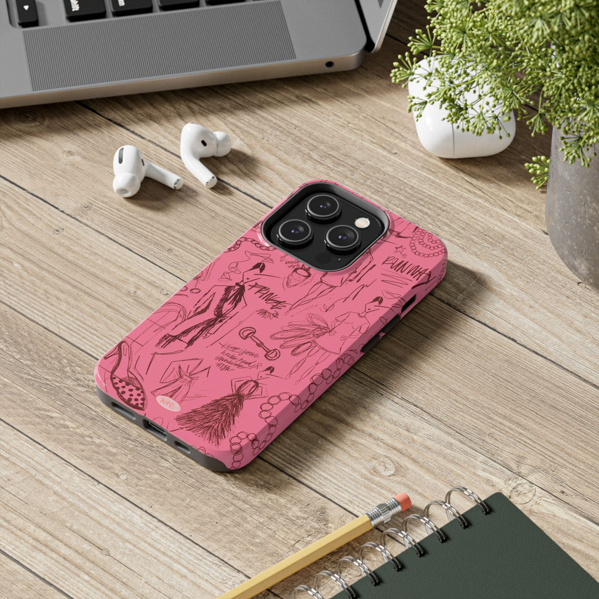 Fashion Sketch Tough Case for iPhone - Maroon