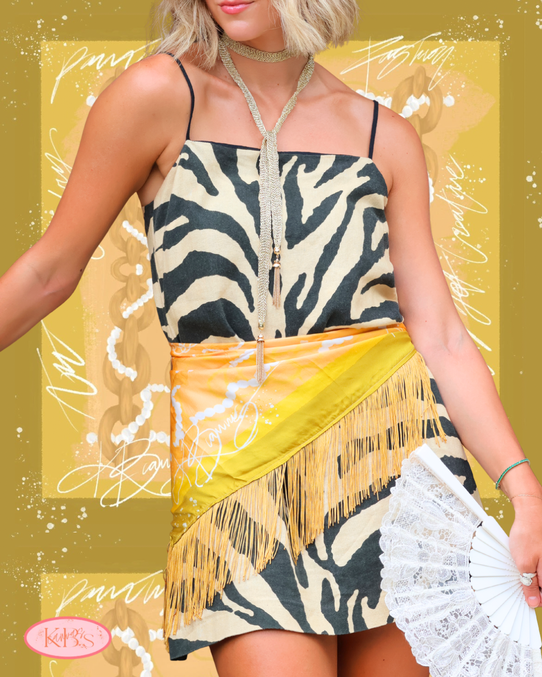 Maison Link Fringe Silk Scarf