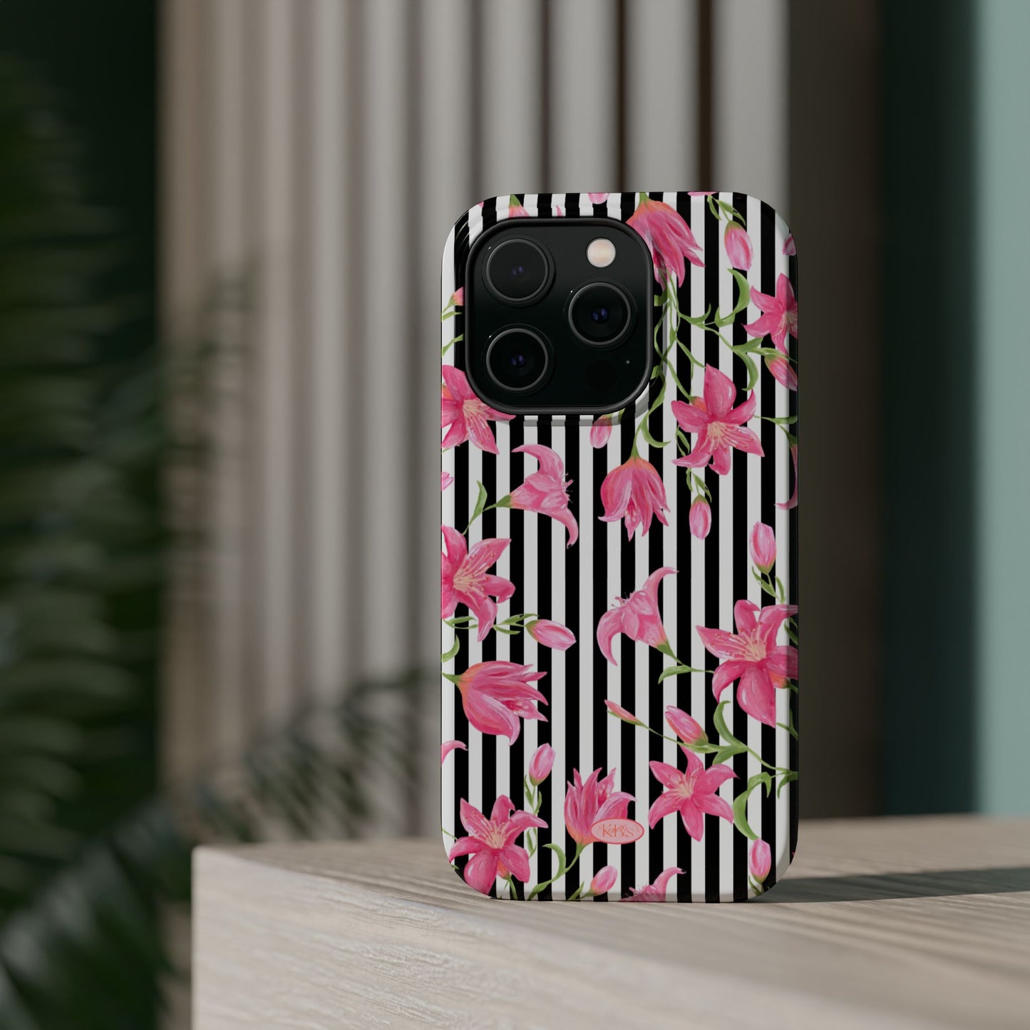 Azalea Stripe Mag Safe Case for iPhone - Black