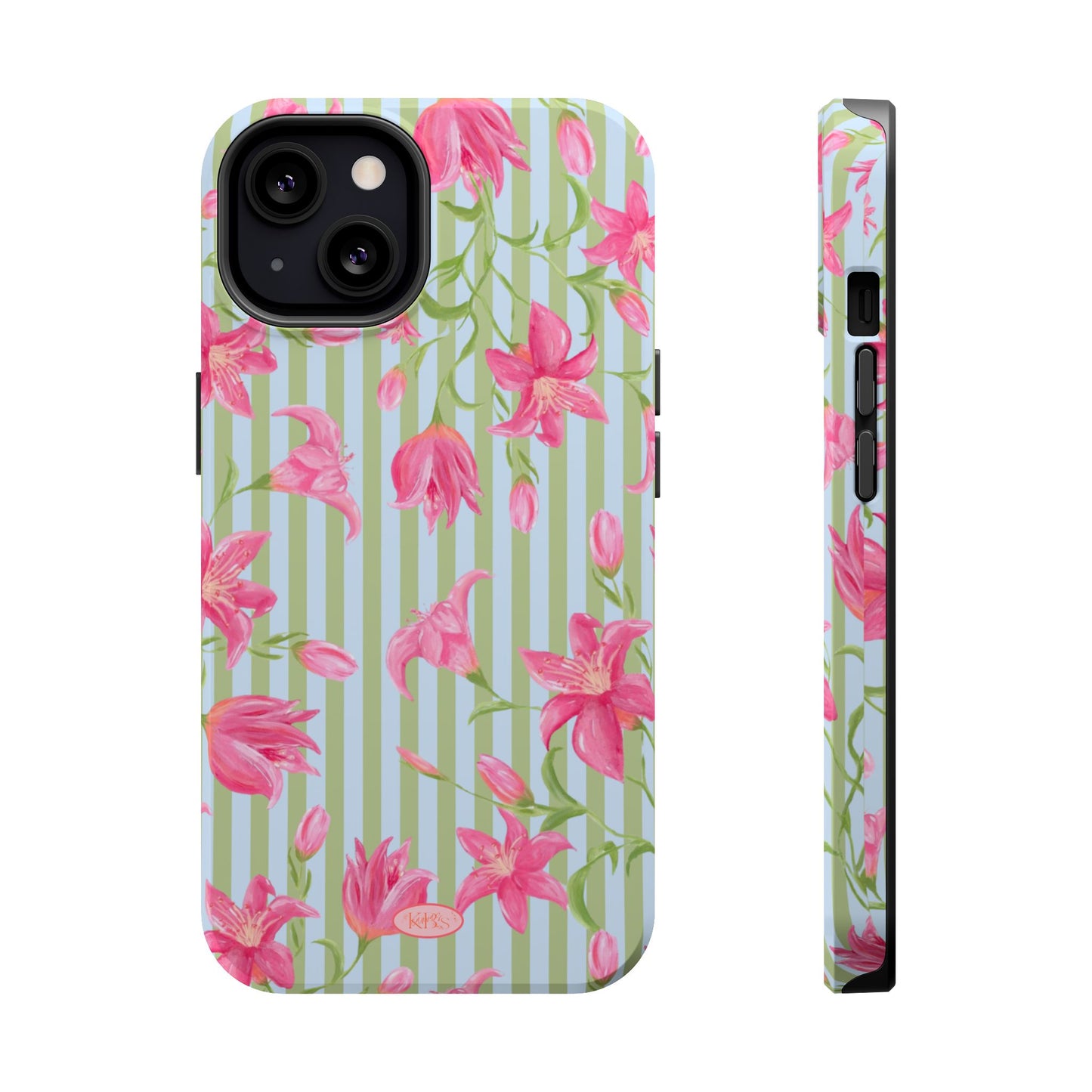 Azalea Stripe Mag Safe Case for iPhone - Blue & Green