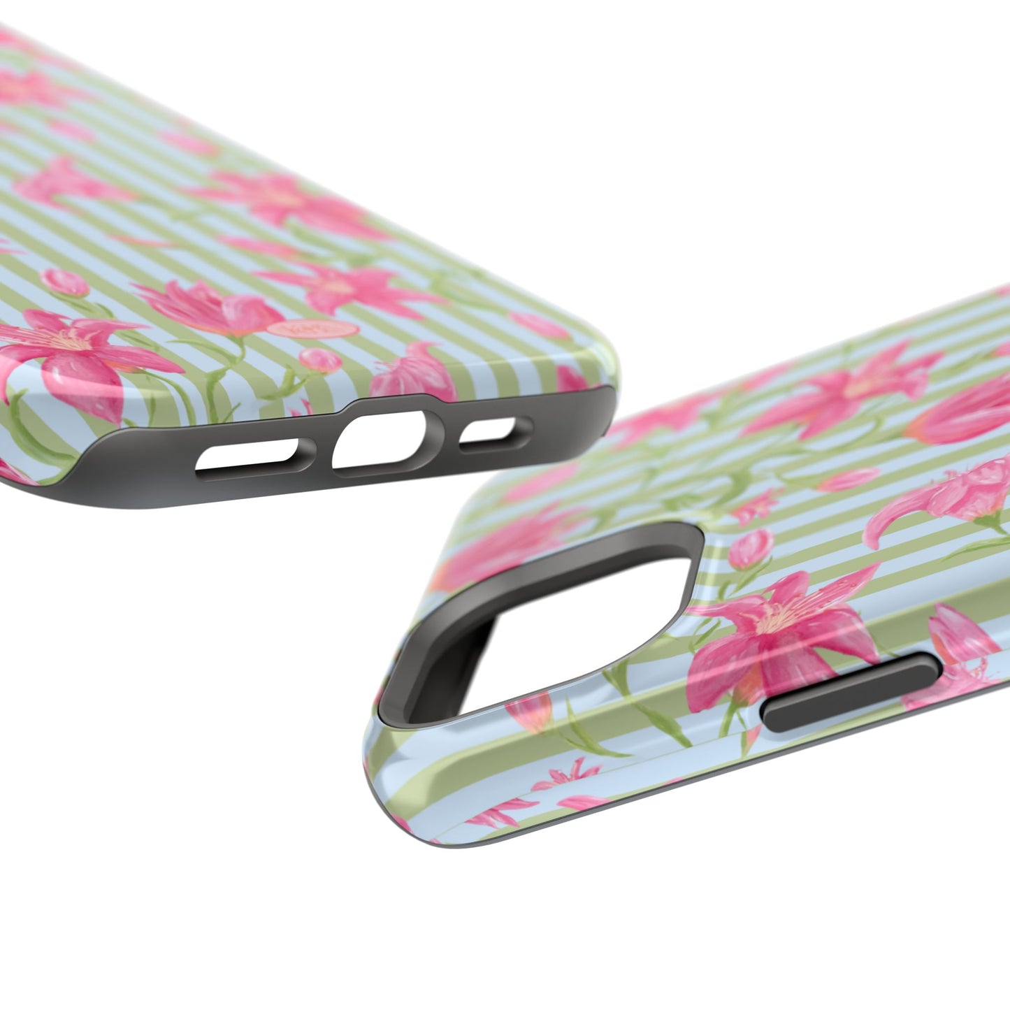 Azalea Stripe Mag Safe Case for iPhone - Blue & Green