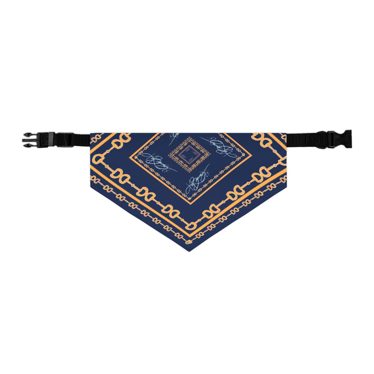 Navy & Gold Horsebit Dog Scarf