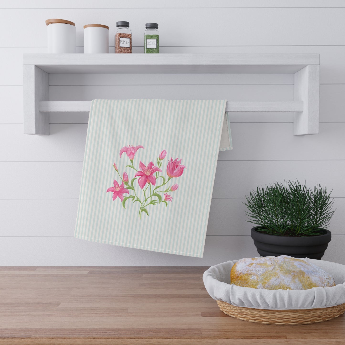 Lily Bloom Tea Towel - Blue