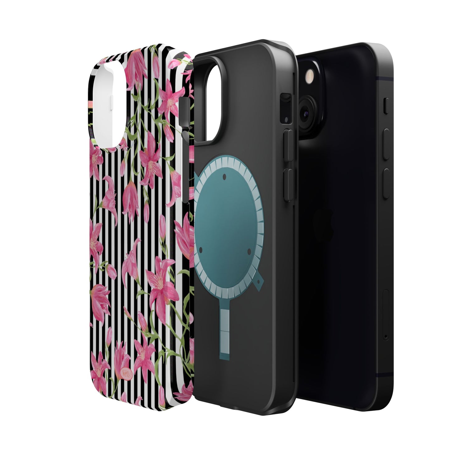 Azalea Stripe Mag Safe Case for iPhone - Black