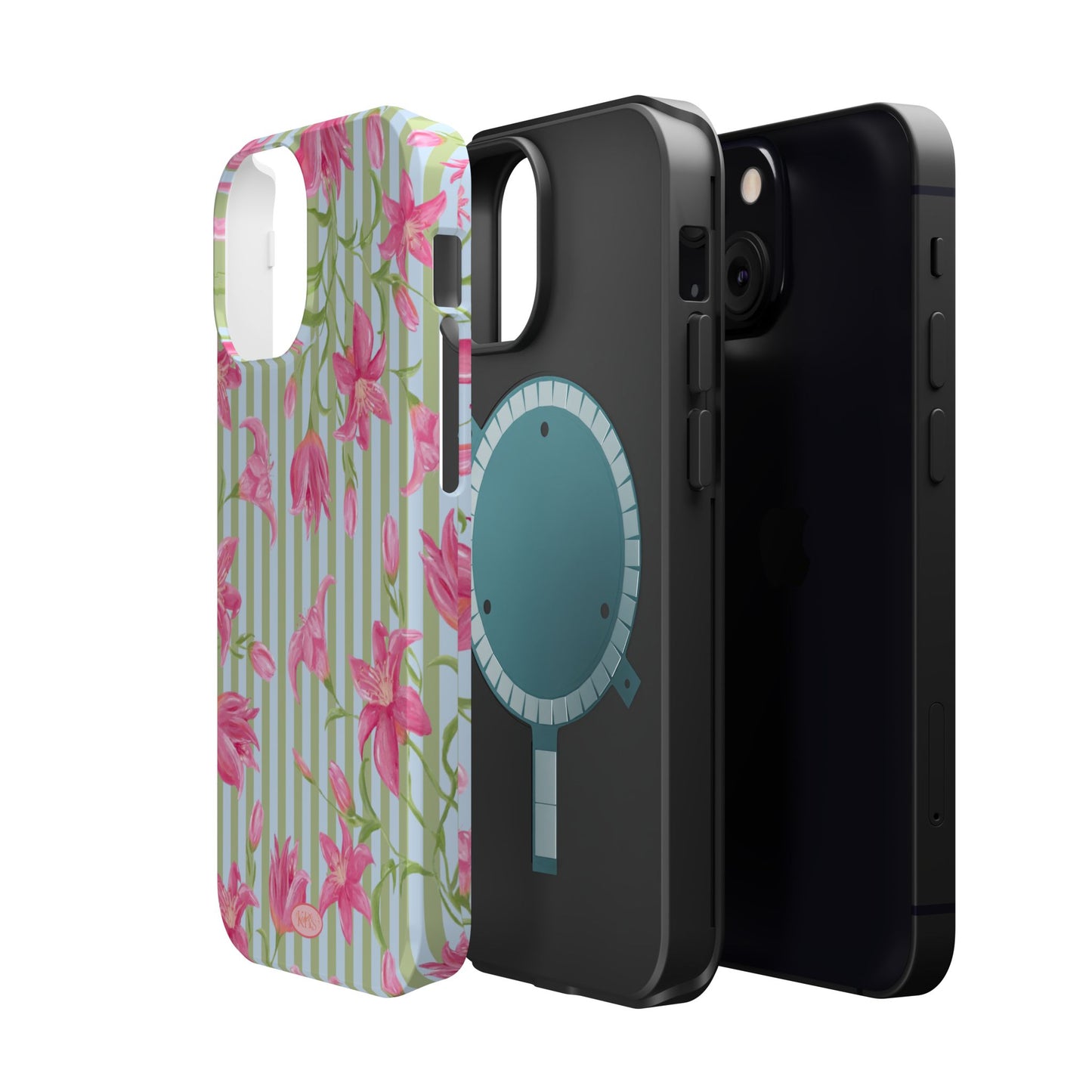 Azalea Stripe Mag Safe Case for iPhone - Blue & Green
