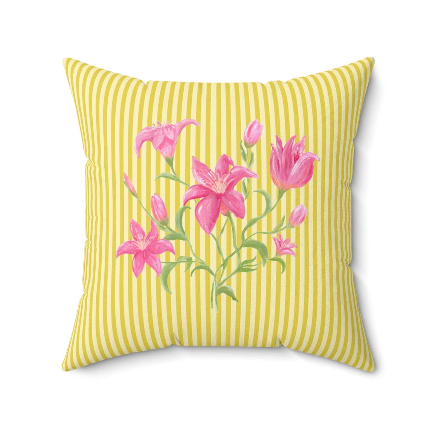 Lily Bloom Throw Pillow - Yellow