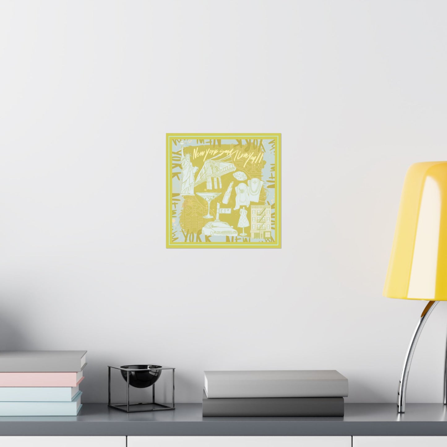 NY Said I Love You Scarf - Green Photo Print