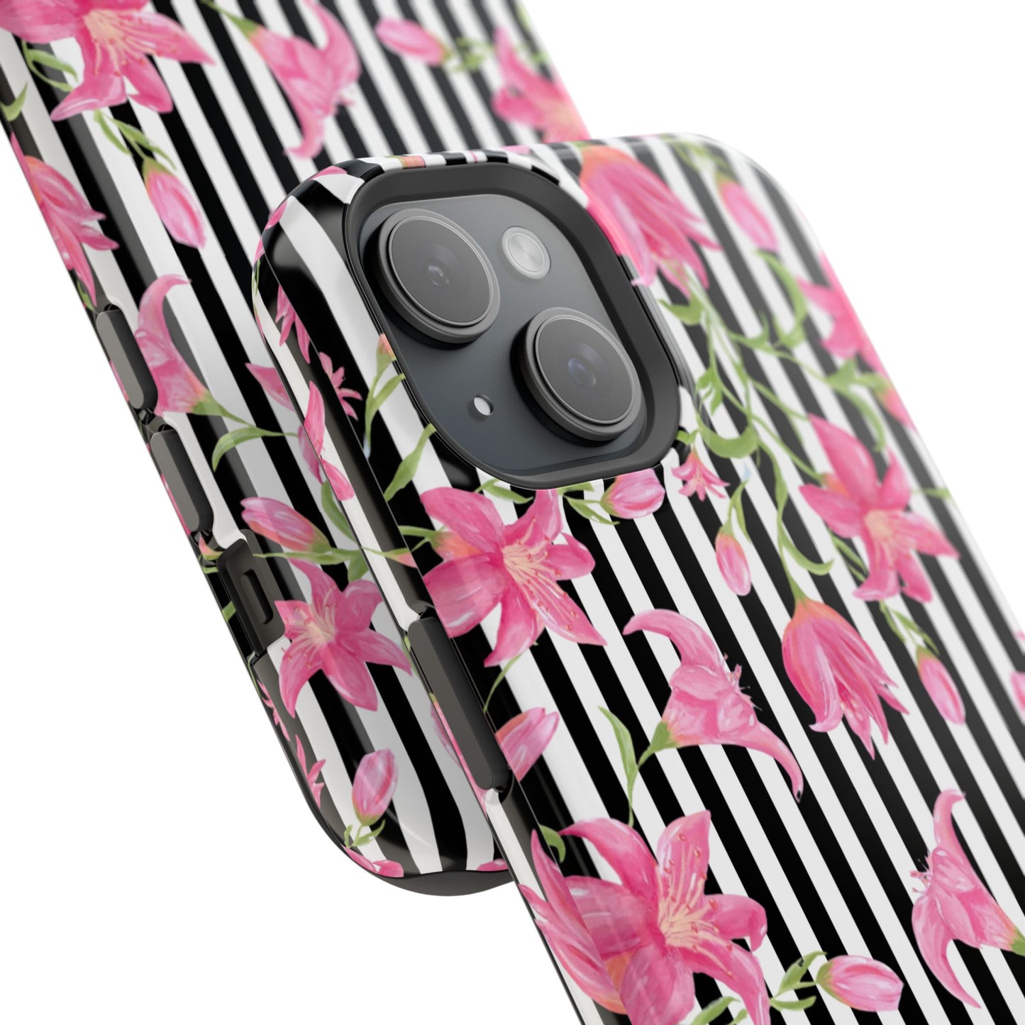 Azalea Stripe Mag Safe Case for iPhone - Black
