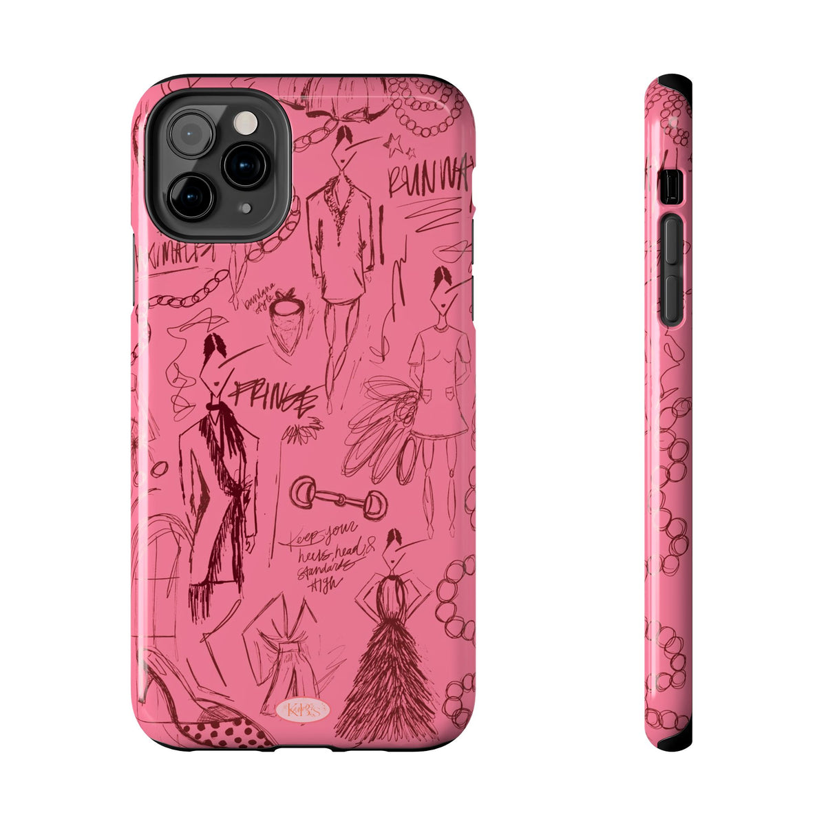 Fashion Sketch Tough Case for iPhone - Maroon