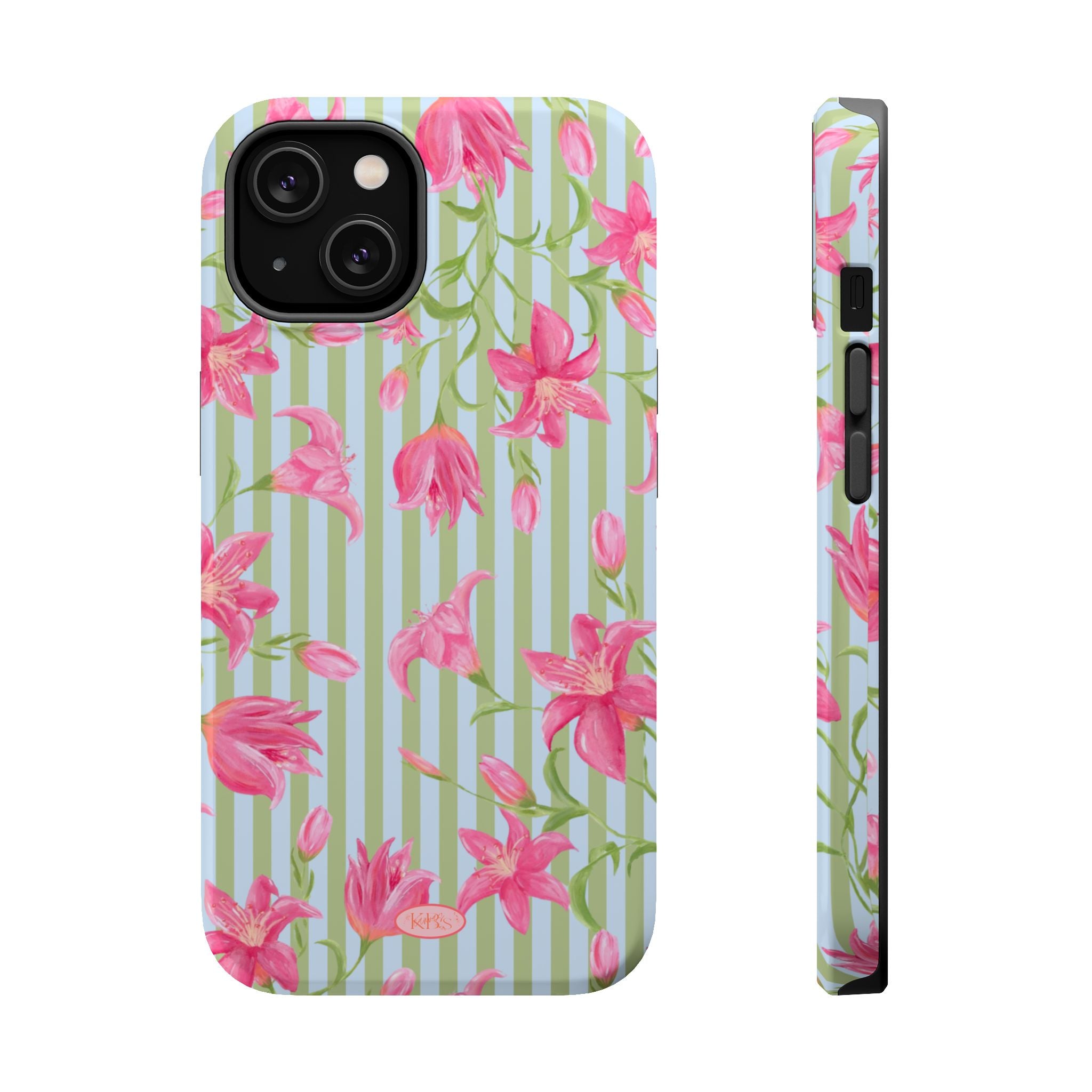 Azalea Stripe Mag Safe Case for iPhone - Blue & Green