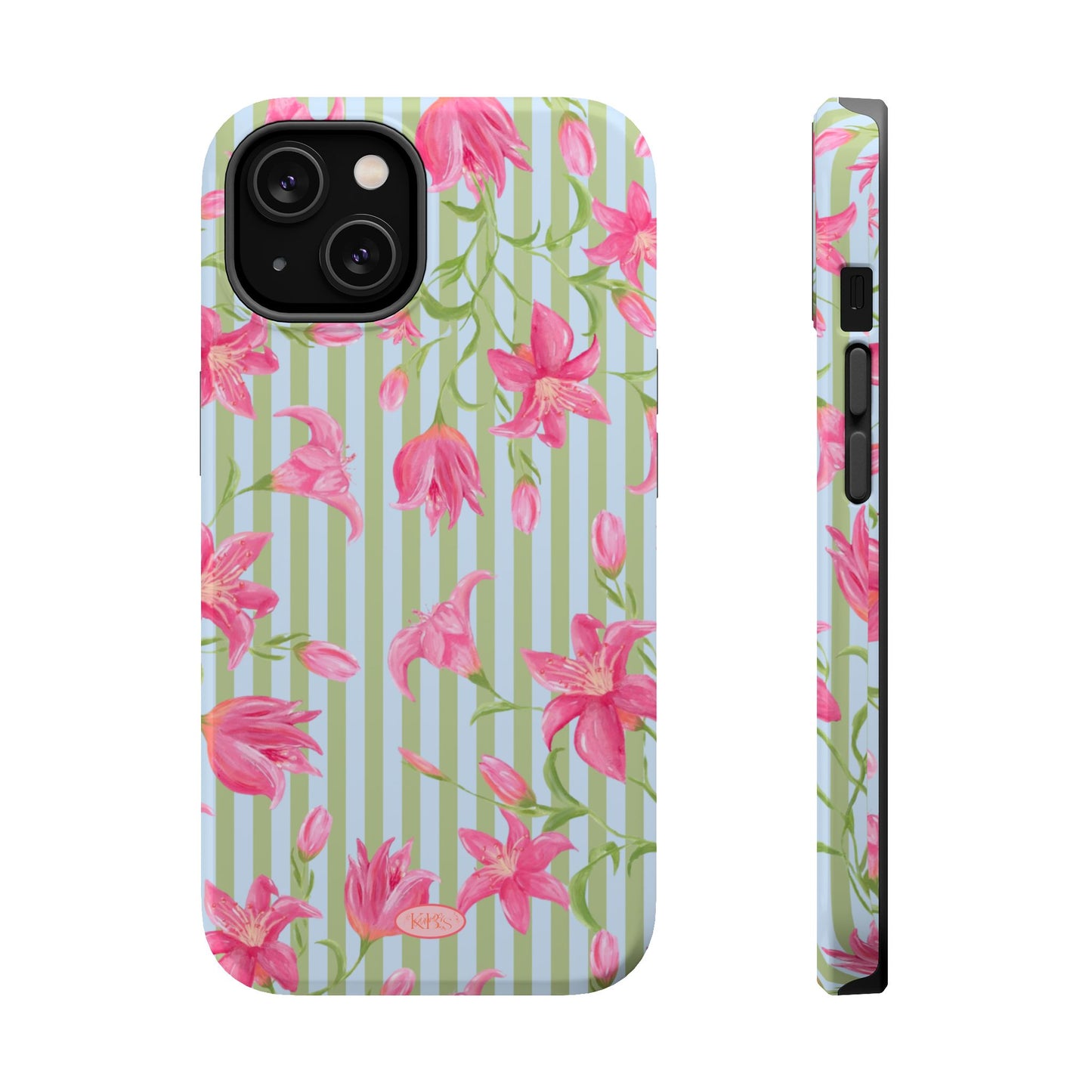 Azalea Stripe Mag Safe Case for iPhone - Blue & Green