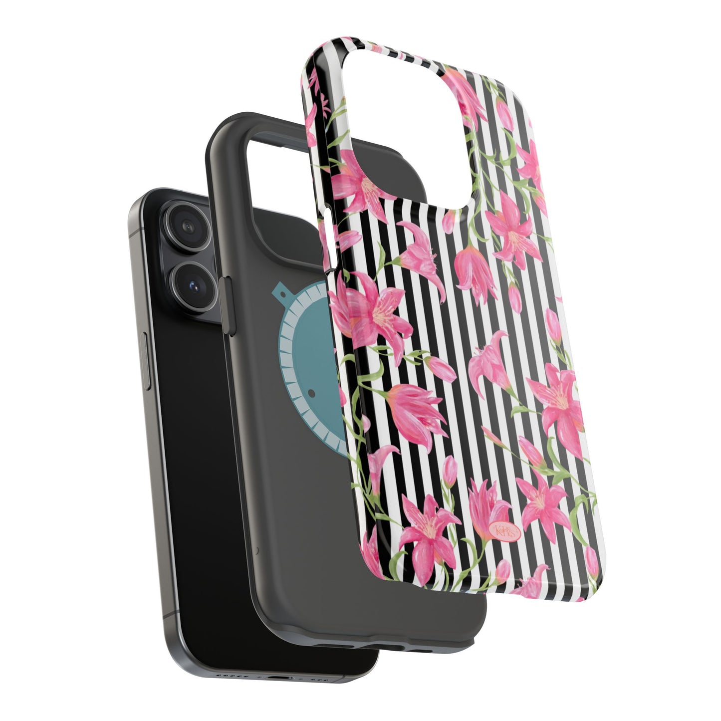 Azalea Stripe Mag Safe Case for iPhone - Black