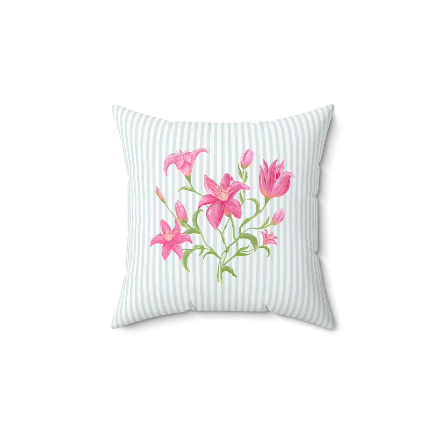 Lily Bloom Throw Pillow - Blue