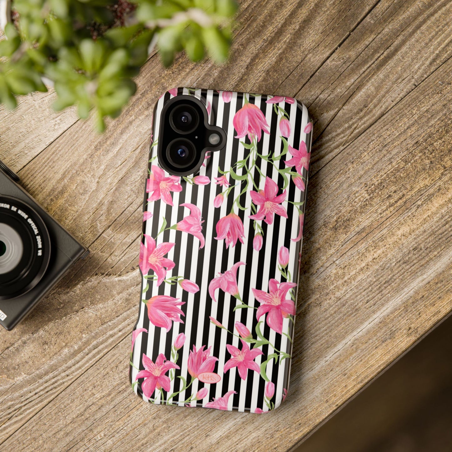 Azalea Stripe Mag Safe Case for iPhone - Black