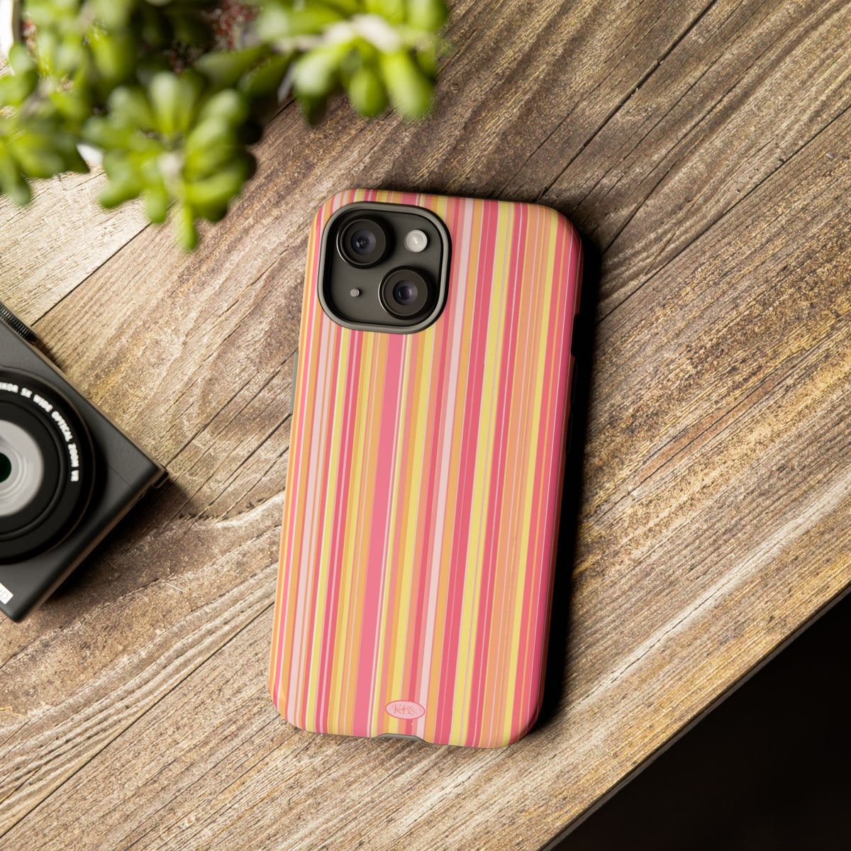 Pink Lemonade Stripe Tough Case for iPhone