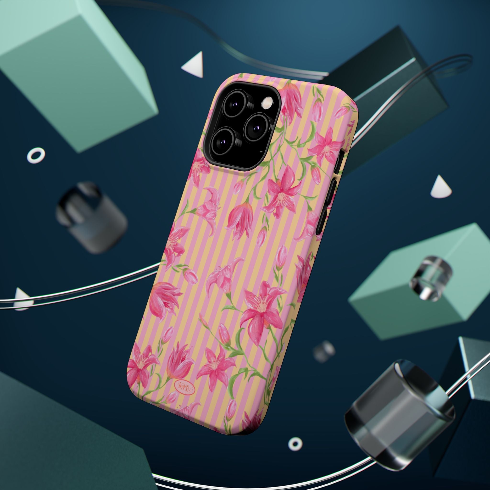 Azalea Stripe Mag Safe Case for iPhone - Pink & Orange – KB's Canvas