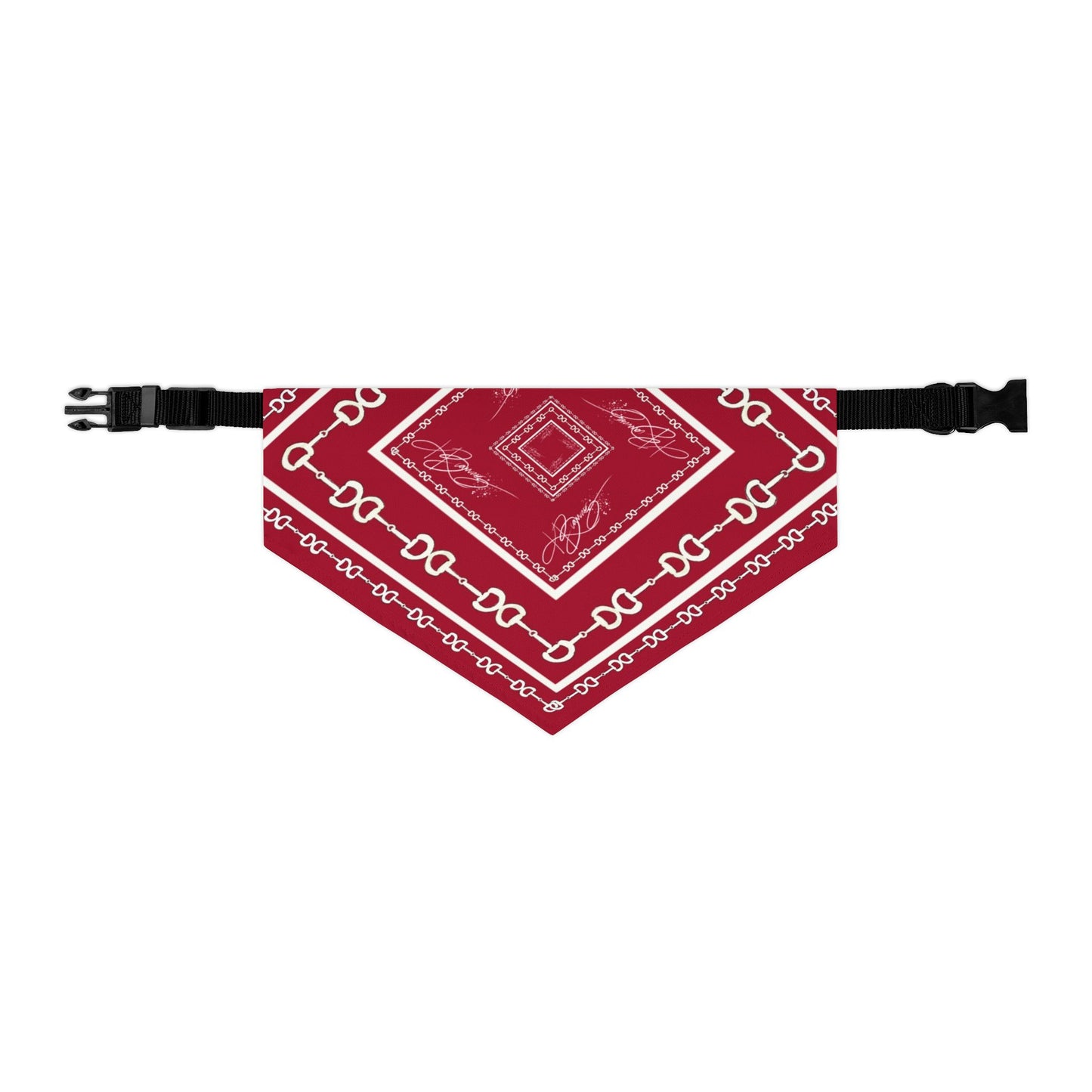 Maroon & White Horsebit Dog Scarf