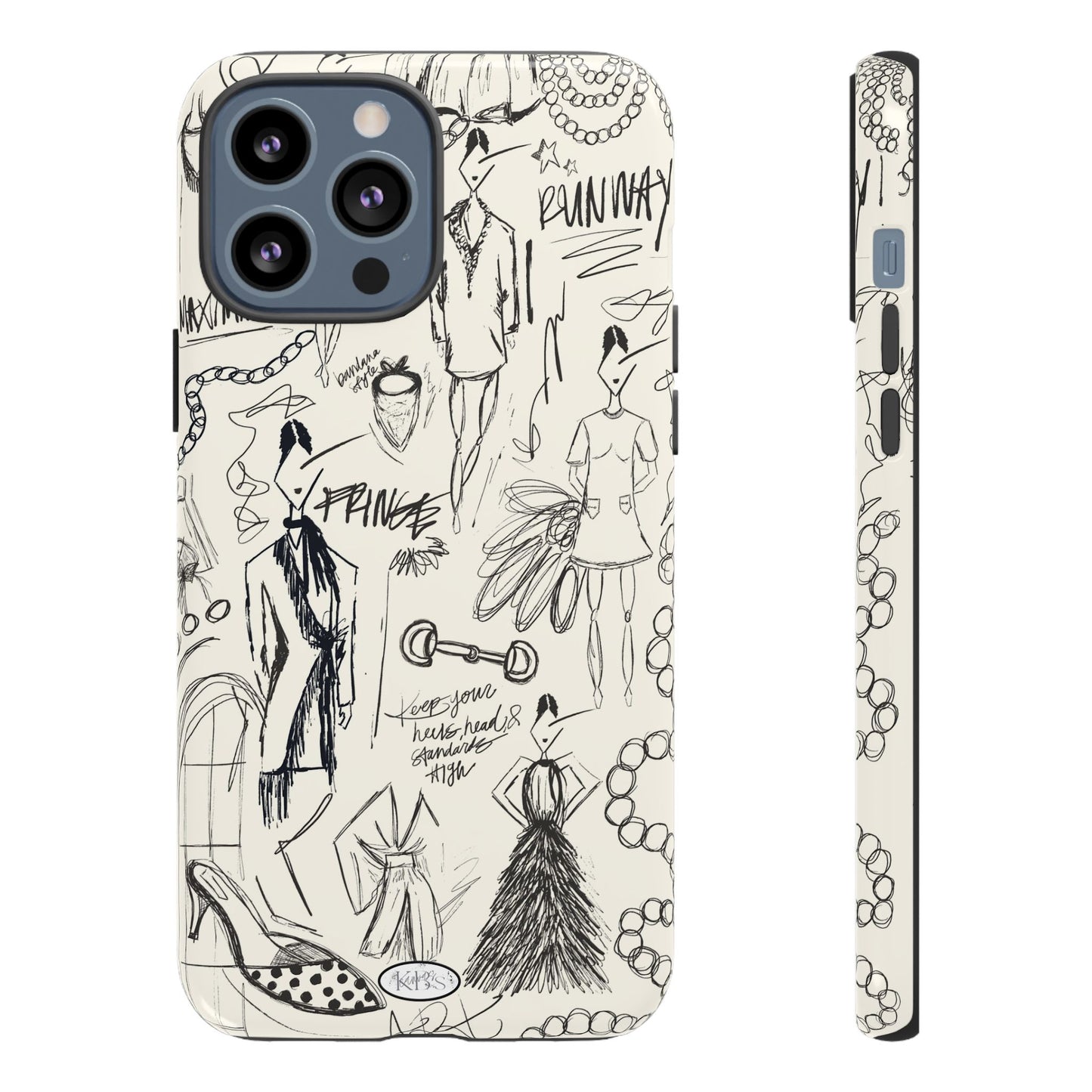 Fashion Sketch Tough Case for iPhone - Black
