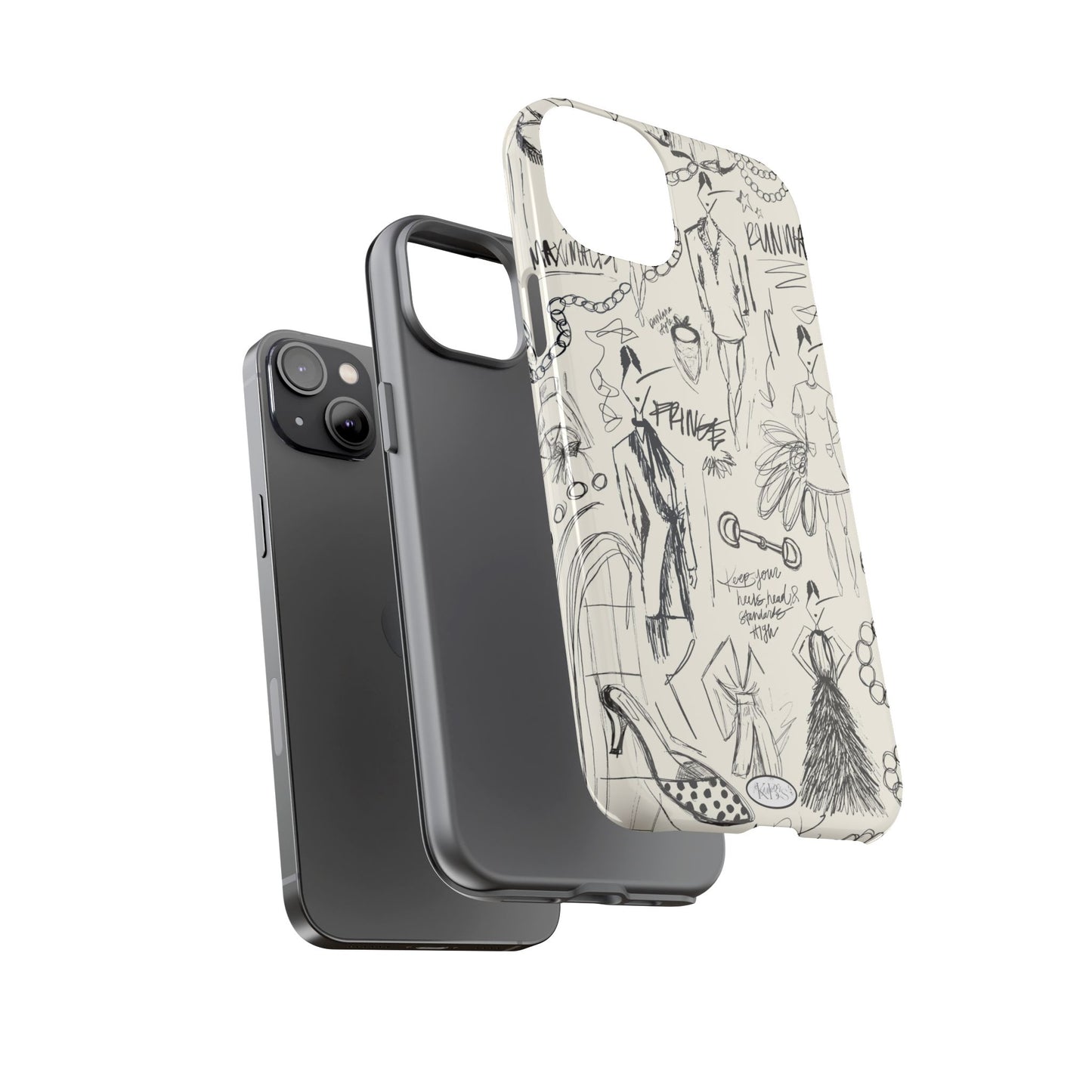 Fashion Sketch Tough Case for iPhone - Black