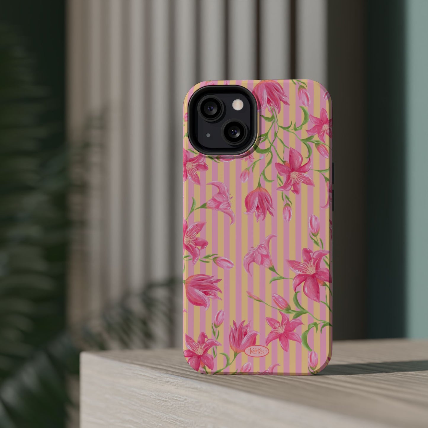 Azalea Stripe Mag Safe Case for iPhone - Pink & Orange
