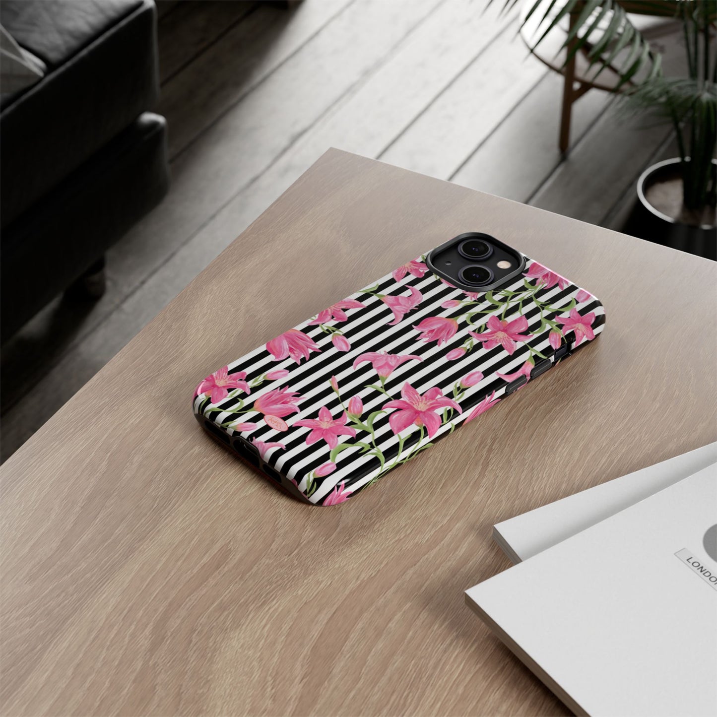 Azalea Stripe Tough Case for iPhone - Black