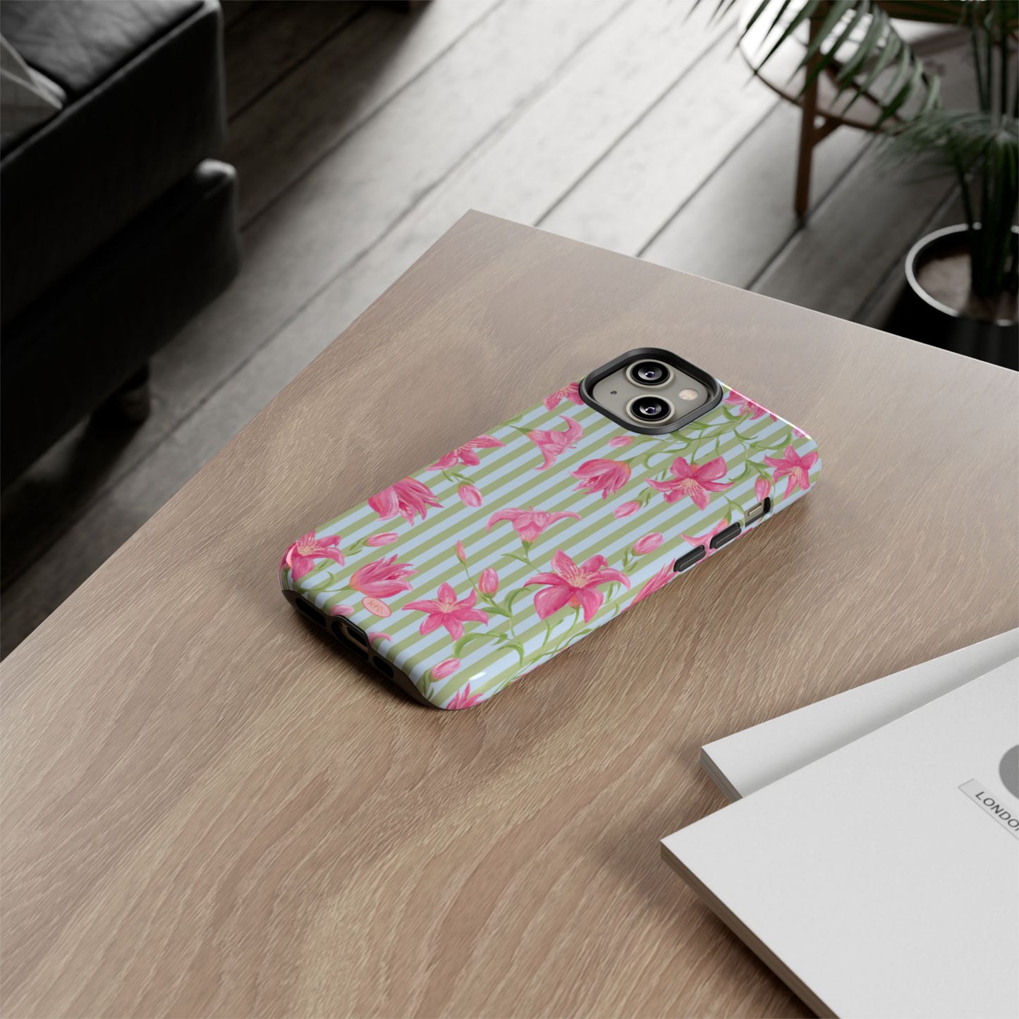 Azalea Stripe Tough Case for iPhone - Blue & Green