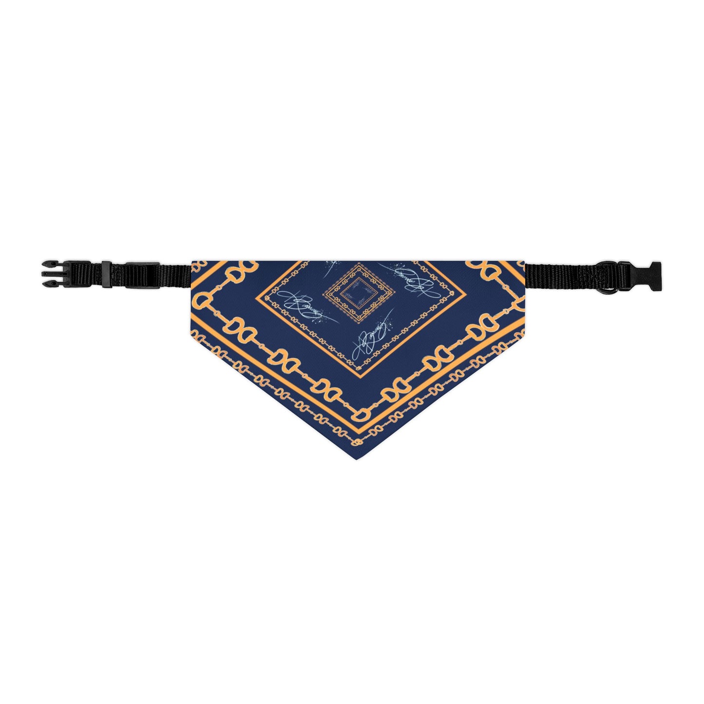 Navy & Gold Horsebit Dog Scarf