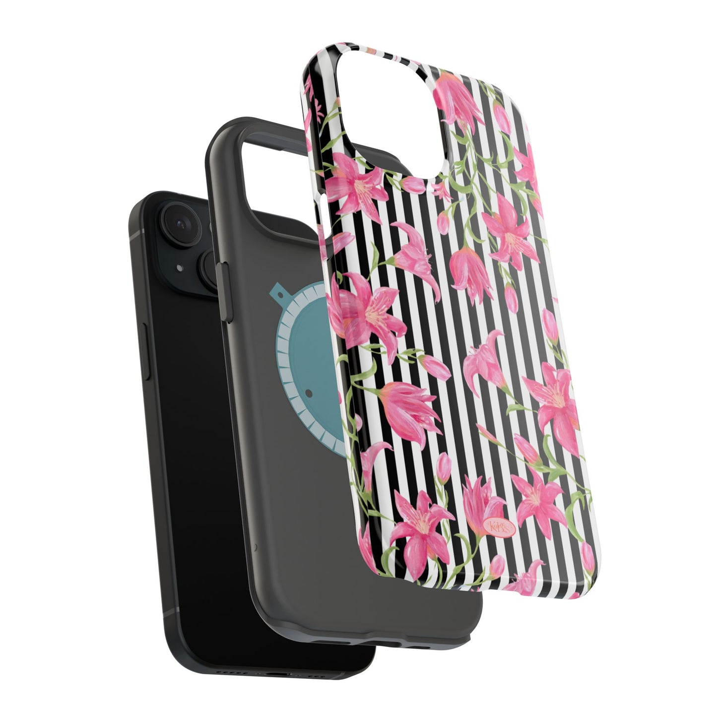 Azalea Stripe Mag Safe Case for iPhone - Black
