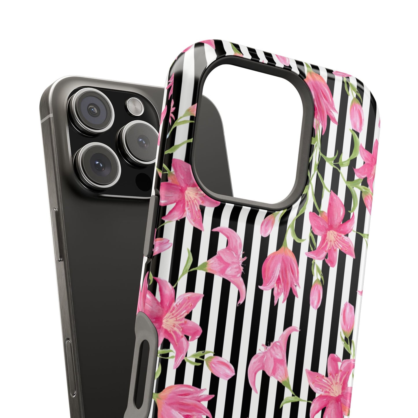 Azalea Stripe Mag Safe Case for iPhone - Black