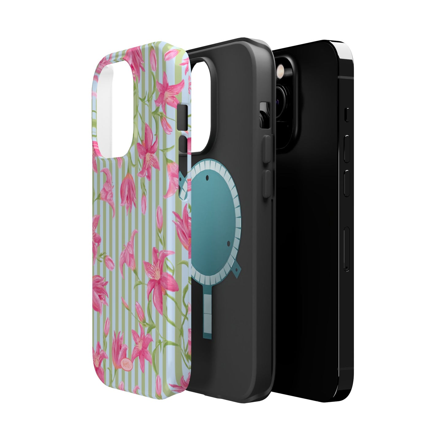Azalea Stripe Mag Safe Case for iPhone - Blue & Green