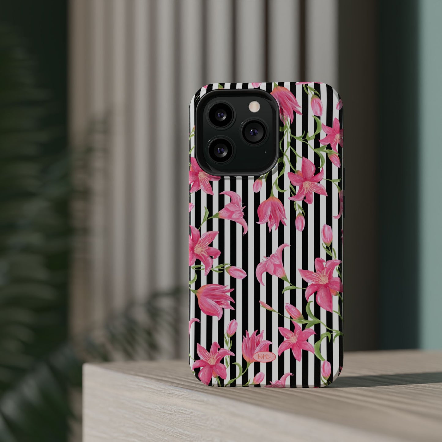 Azalea Stripe Mag Safe Case for iPhone - Black