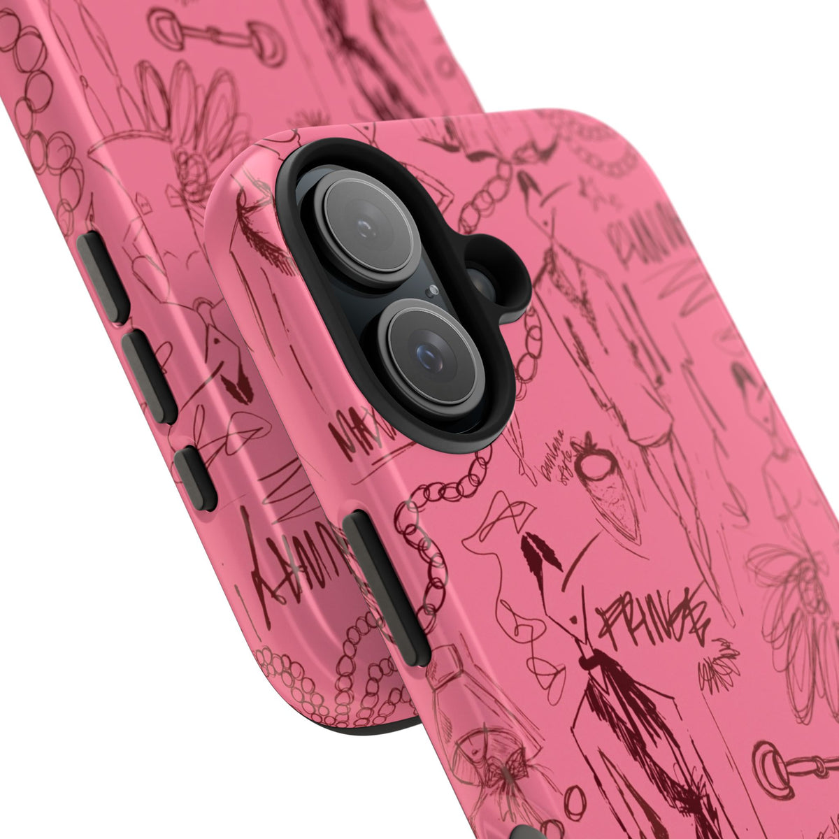 Fashion Sketch Tough Case for iPhone - Maroon
