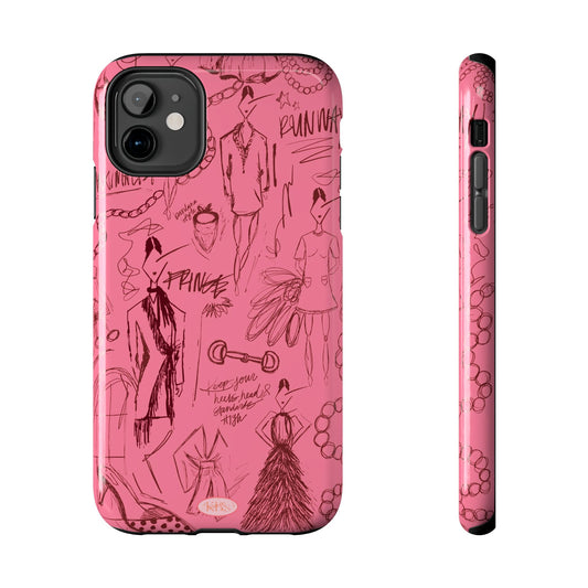 Fashion Sketch Tough Case for iPhone - Maroon
