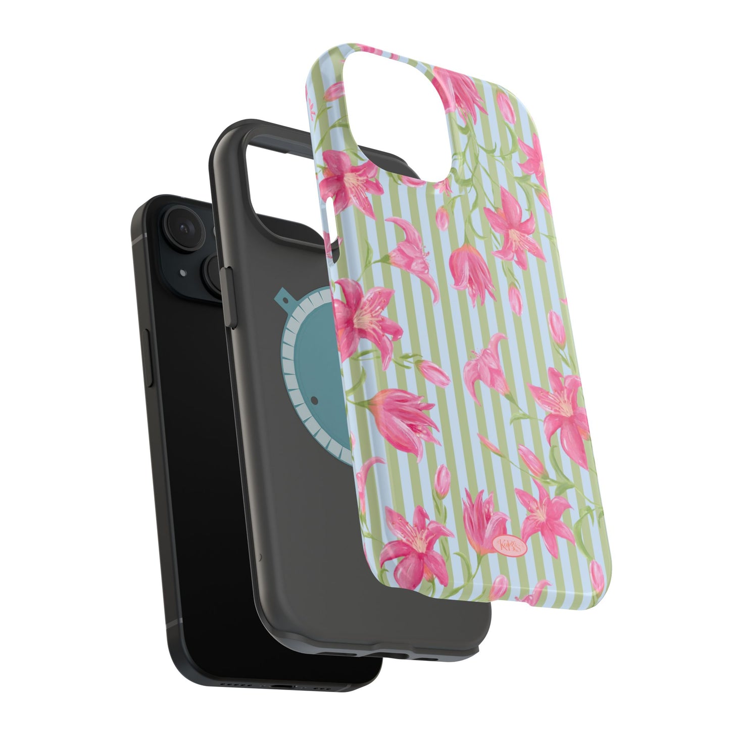 Azalea Stripe Mag Safe Case for iPhone - Blue & Green
