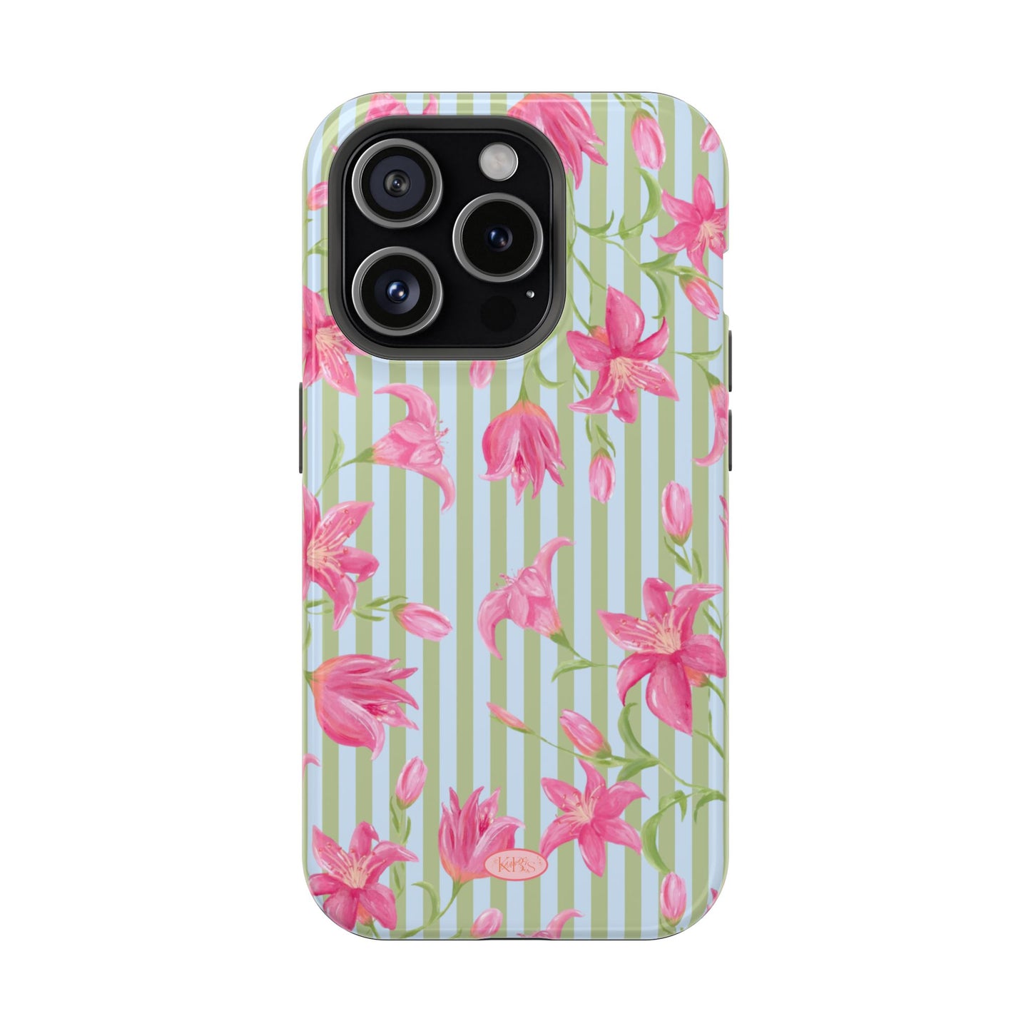Azalea Stripe Mag Safe Case for iPhone - Blue & Green